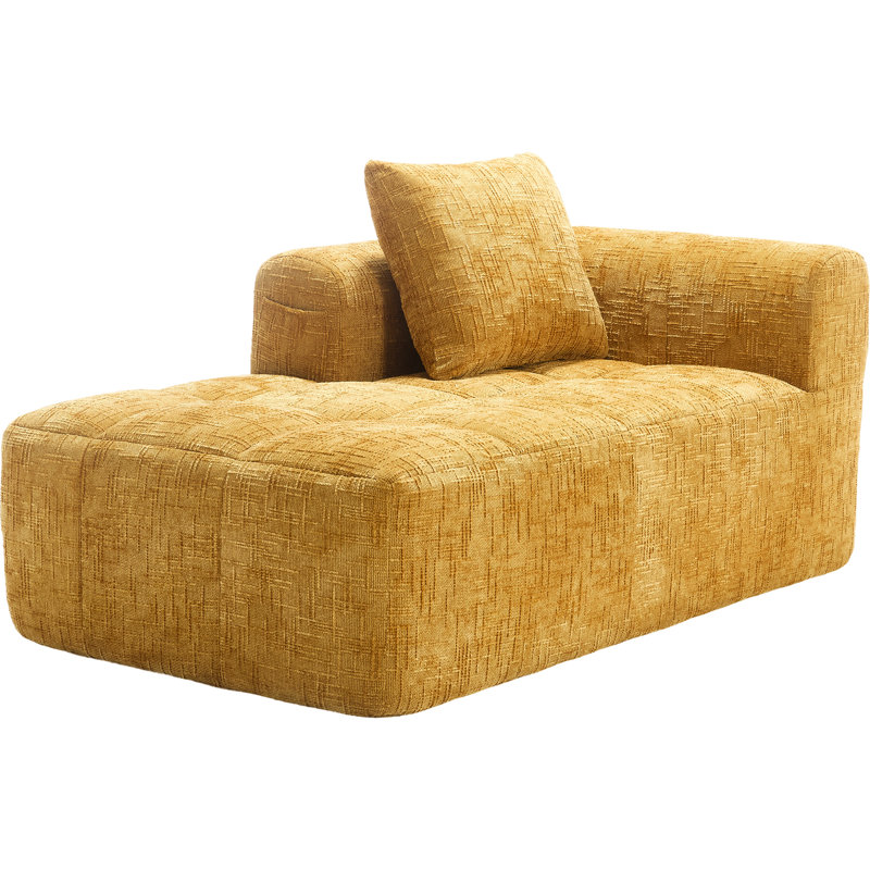 Canapé-lit en chenille pour appartement, éponge haute et design confortable jaune, appartement moderne, Jaune