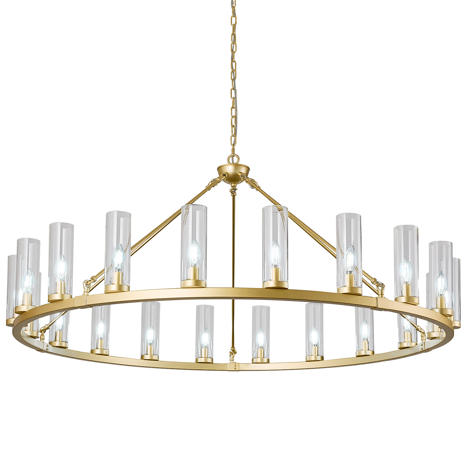 Gracie Oaks Clear Glass Shade Round Pendant Light Large Wagon Wheel