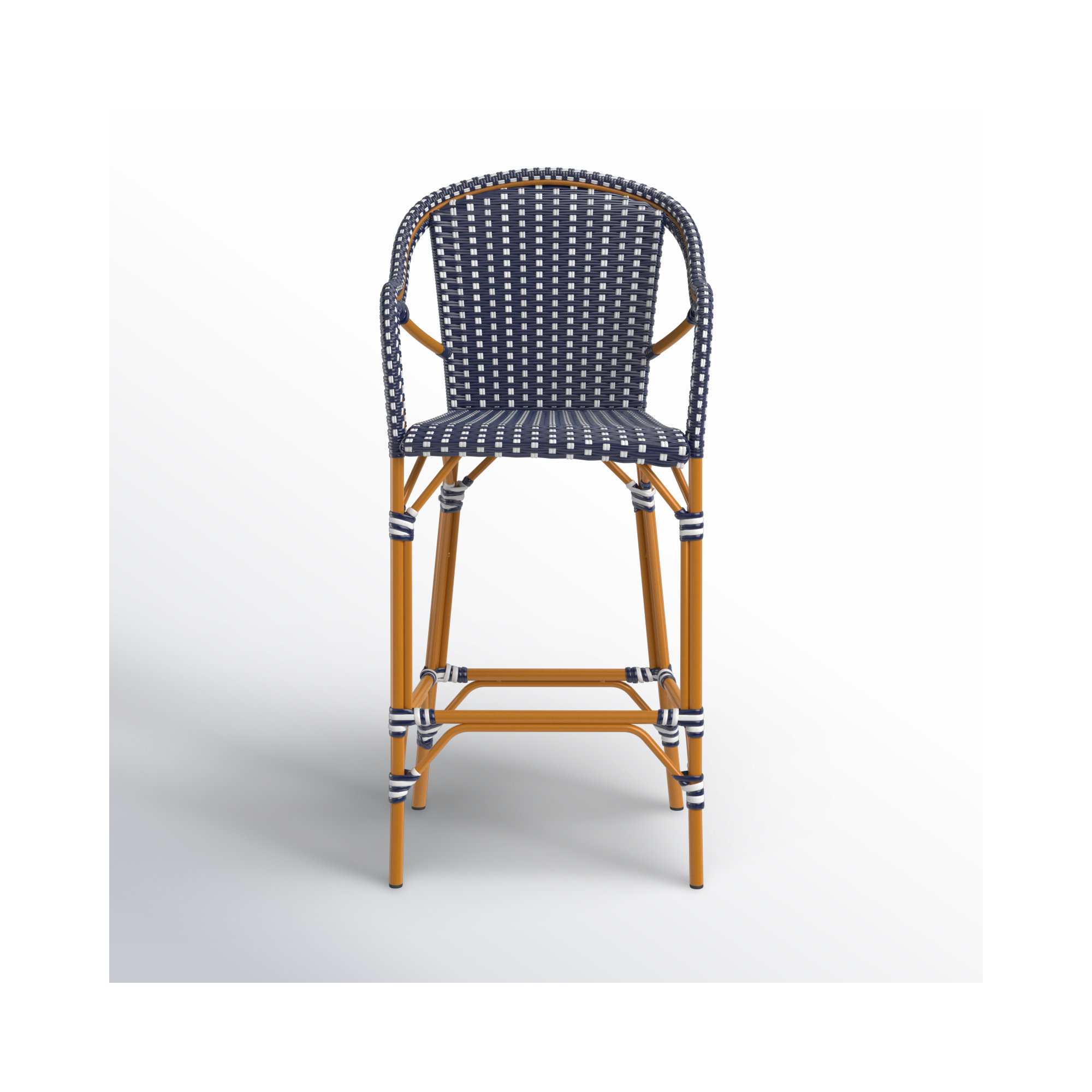 Popplewell 46.5'' Aluminum Outdoor Bar Stool, Navy/White