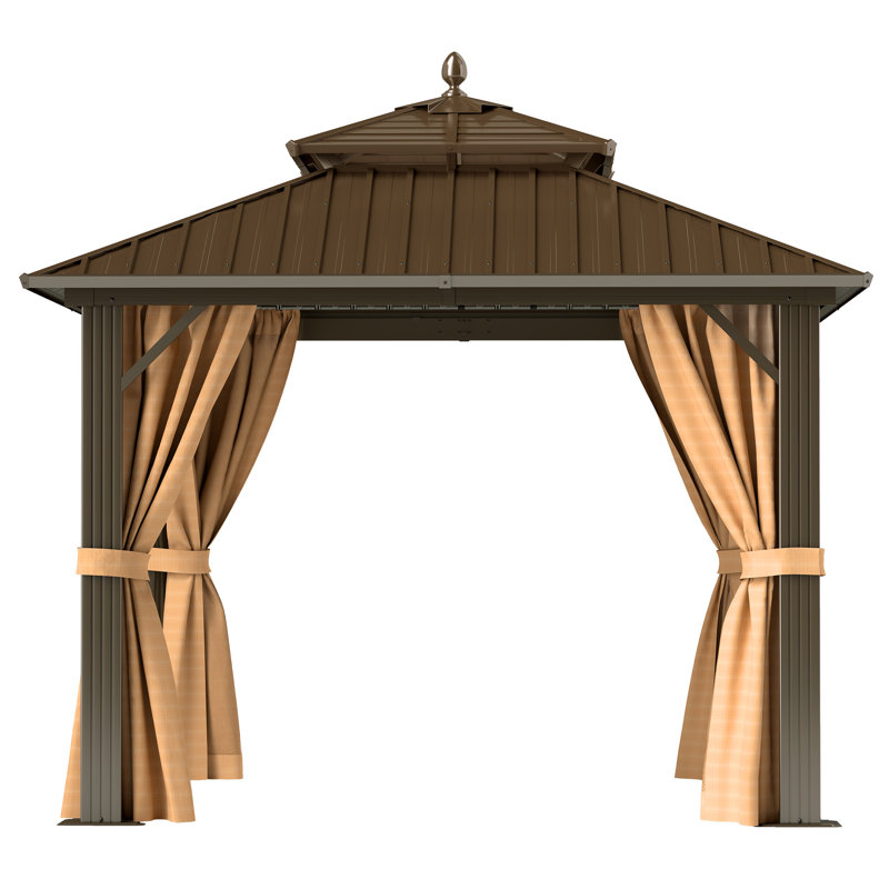 Pavillon de jardin extérieur 10 pi x 10 pi, pavillon enchanté, pavillon de jardin avec rideaux à double couche, imperméable et résistant aux intempéries