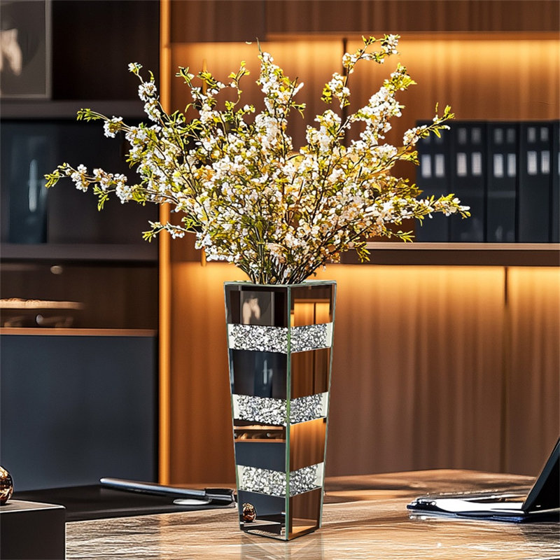 Crystal Silver Glass  Table Vase