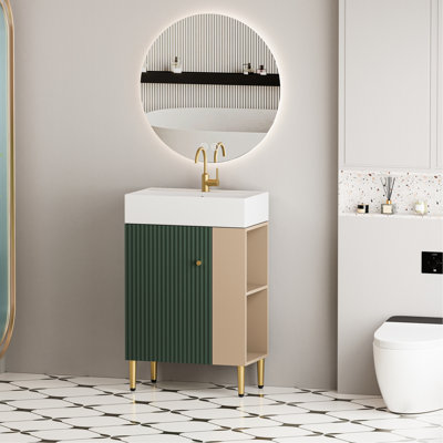 Bathroom Vanity With Ceramic Sink And Elegant Design - 21.6" 24Vb06-21Lvr Long-Term Use