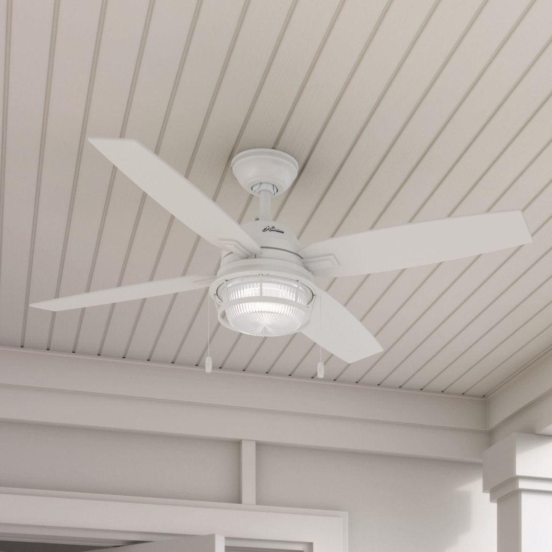 52" Ocala 4 - Blade Outdoor Standard Ceiling Fan with Pull Chain and Light Kit Included Hunter Fan 
