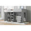 Lit mezzanine double en bois avec garde-robe intégrée, bureau, tablettes et tiroirs de rangement, gris