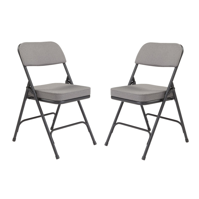 Chaise pliante à double charnière en vinyle NPS 3200 Series Premium, Gris / Cadre noir