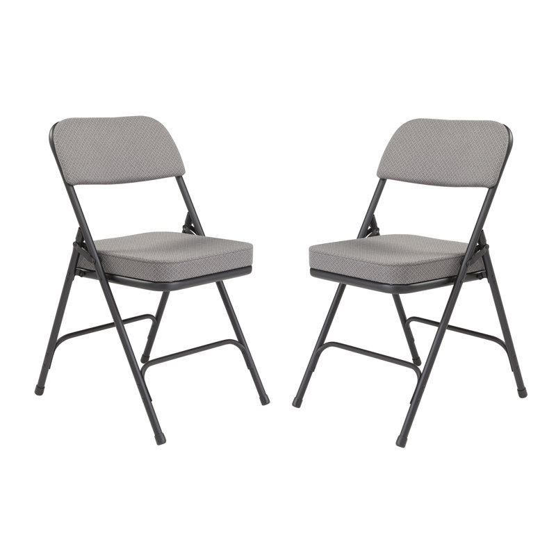 NPS 3200 Series Premium 2-inch Vinyl Upholstered Double Hinge Folding Chair, Gray/Black Frame