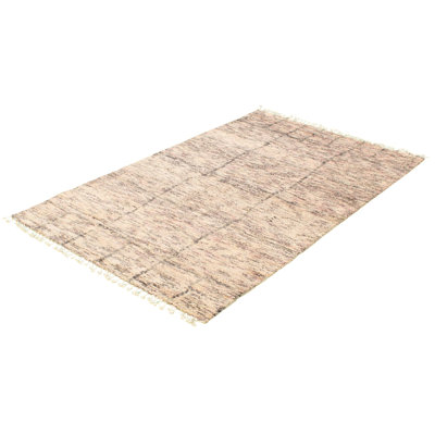 Tapis de zone en laine ivoire 5 pi 10 po x 9 pi 4 po one-of-kind à la main-noué la 2010 Waleska