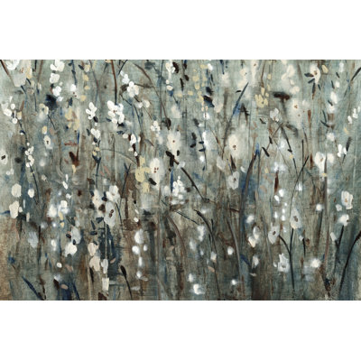 White Blooms With Navy II by Tim OToole - Wrapped Canvas Painting
