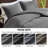 Mckenzie Grey Oversized Cozy 100% Cotton Twill Washed 3-Piece Full/Queen Duvet Set-114516879-114516880
