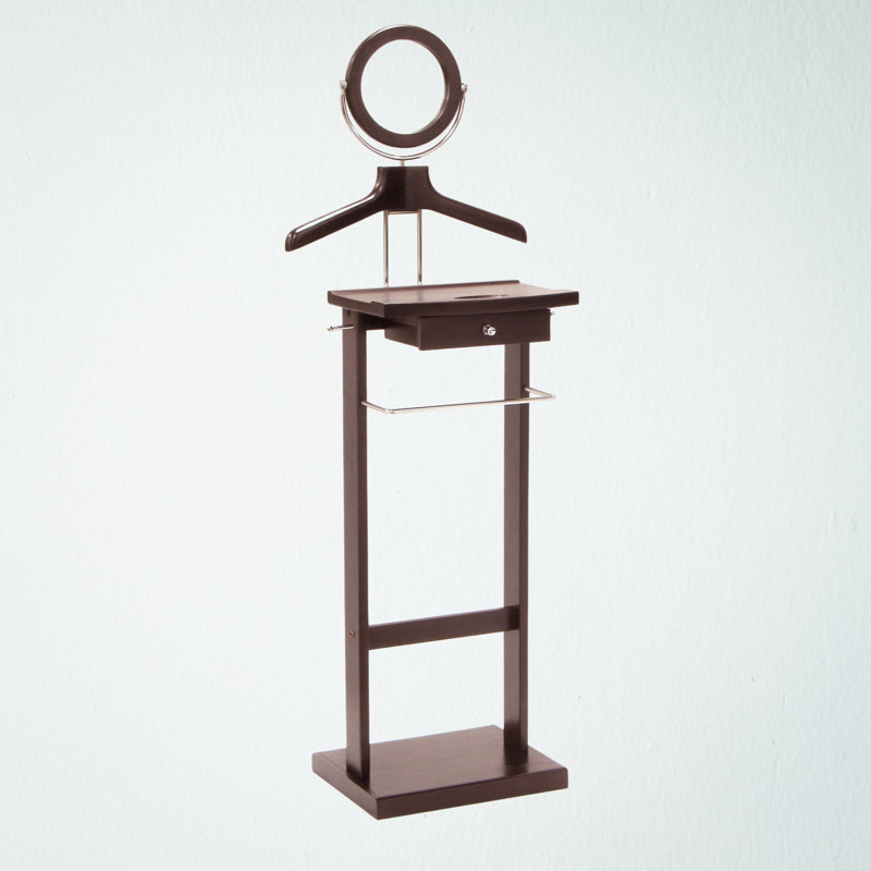 Ezra 1-Drawer Espresso Finished Wood Valet Stand, 55.22" H X 15.19" W X 11.99" D