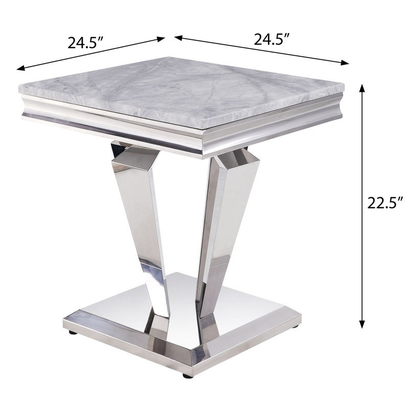 Table de bout gris clair et argent