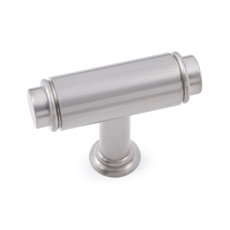 Cylinder 1 5/8" Length Bar Knob, Satin Nickel, 1.63" H x 0.59" W x 1.44" D