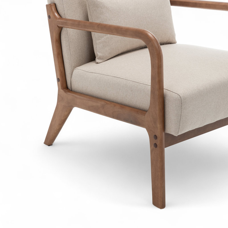 Alisija Upholstered Armchair, Beige Polyester Blend
