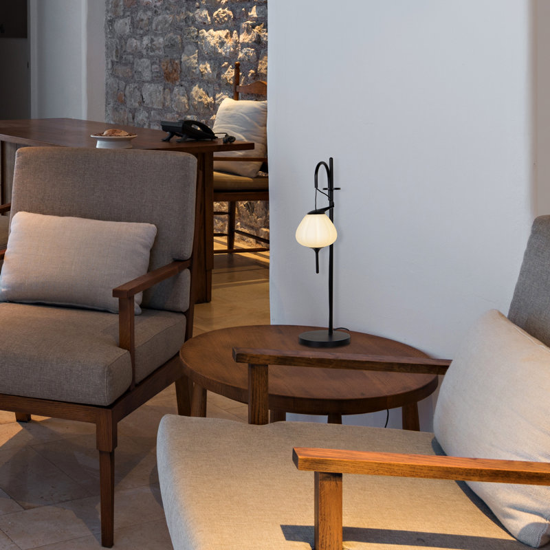 Lecce 20-in Height Integrated LED ETL Certified Table Lamp with Teardrop Glass Shade