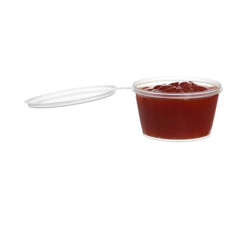 Tasses à portion en plastique 3 oz avec couvercle à charnière Ecoqualité