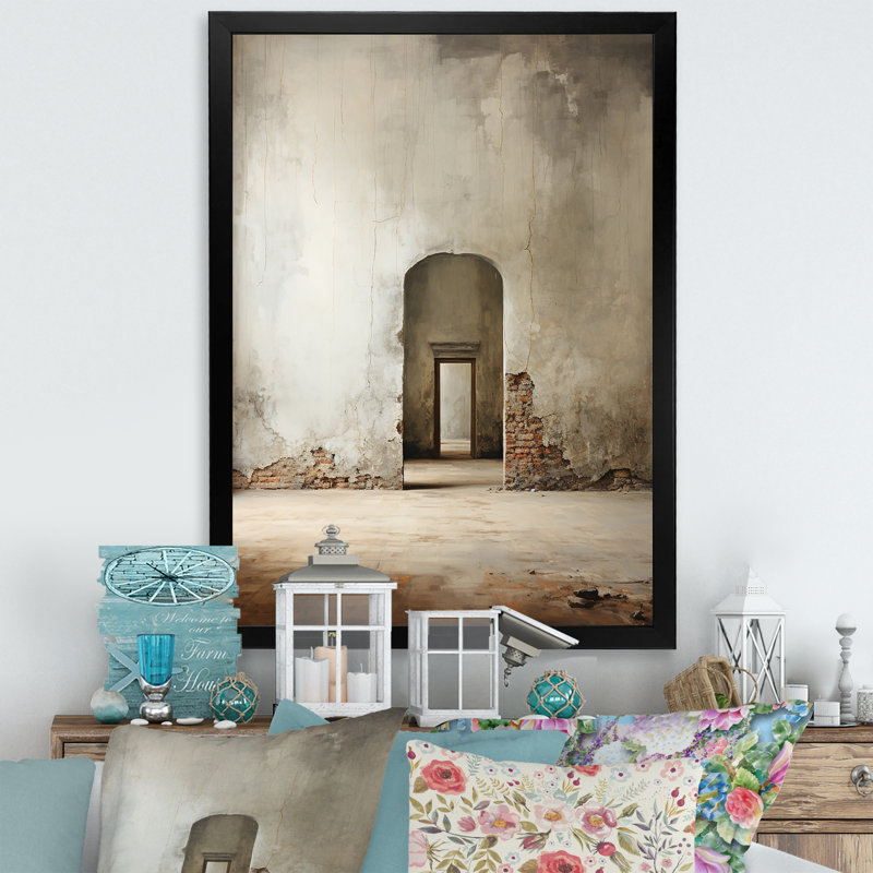 Impression sur toile «Beige minimalisme Embrace I», Cadre simple noir, H 40 po x l 30 po x P 1,5 po