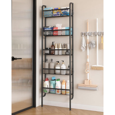 Behind The Door Bathroom Shelf Narrow 5-Tier, Space-Saving Slim Bathroom Storage Shelf Narrow Shelving Unit For Bathroom And Kitchen