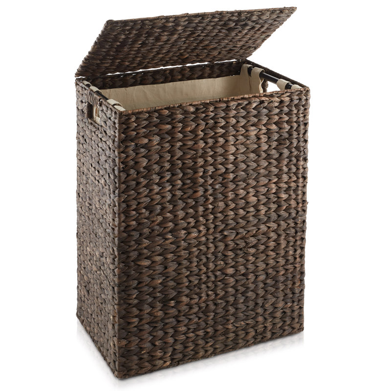Casafield Laundry Hamper with Lid, 1-Section Rectangular Laundry Basket, Brown