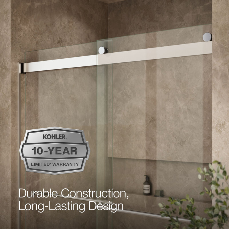Levity Plus Less Sliding Shower Door, 77-9/16 In. H X 56-5/8 - 59-5/8 In. W, With 5/16 In.-Thick Crystal Clear Glass, Silver