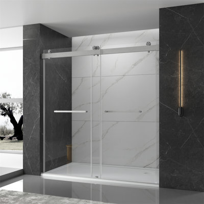 76“ W x 76" H 10MM Tempered Glass Frameless Shower Door Heavy Duty Sleek