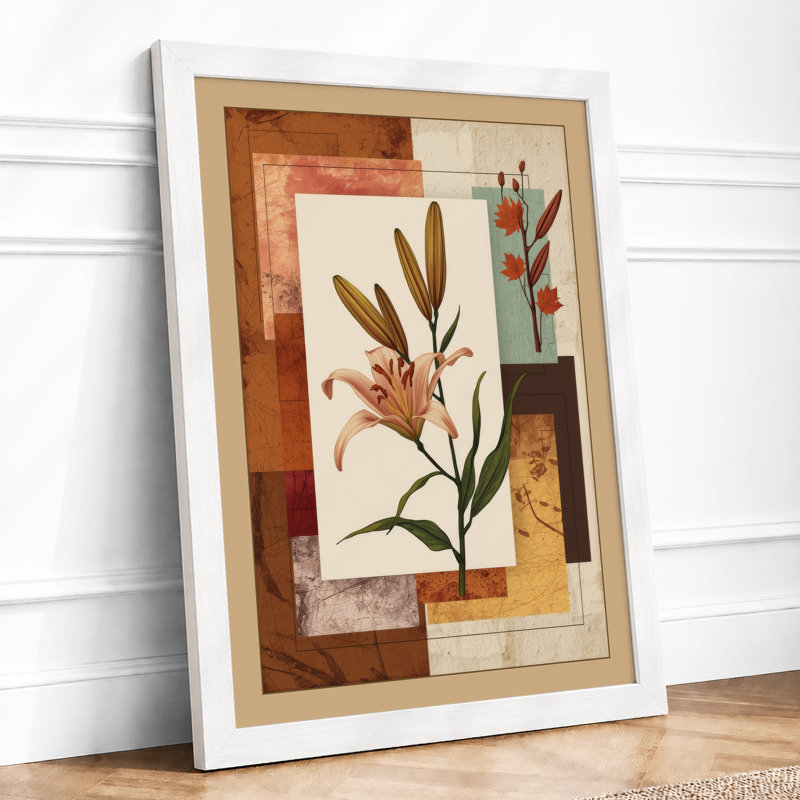 Collage Study Botanical - Framed Print, A2 - 59.4 x 42.0 cm, White