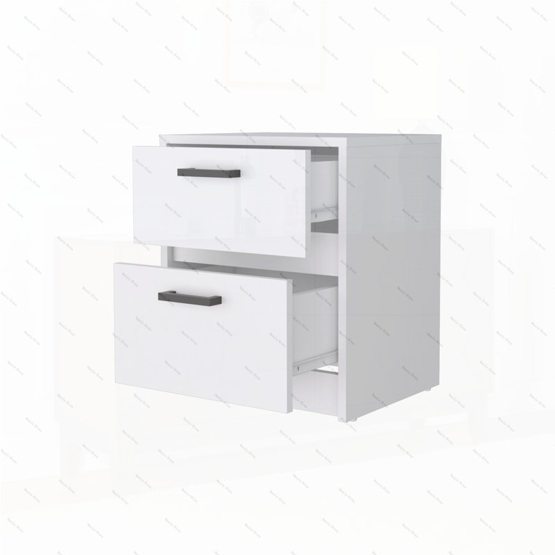 Table de chevet 2 tiroirs, Blanc
