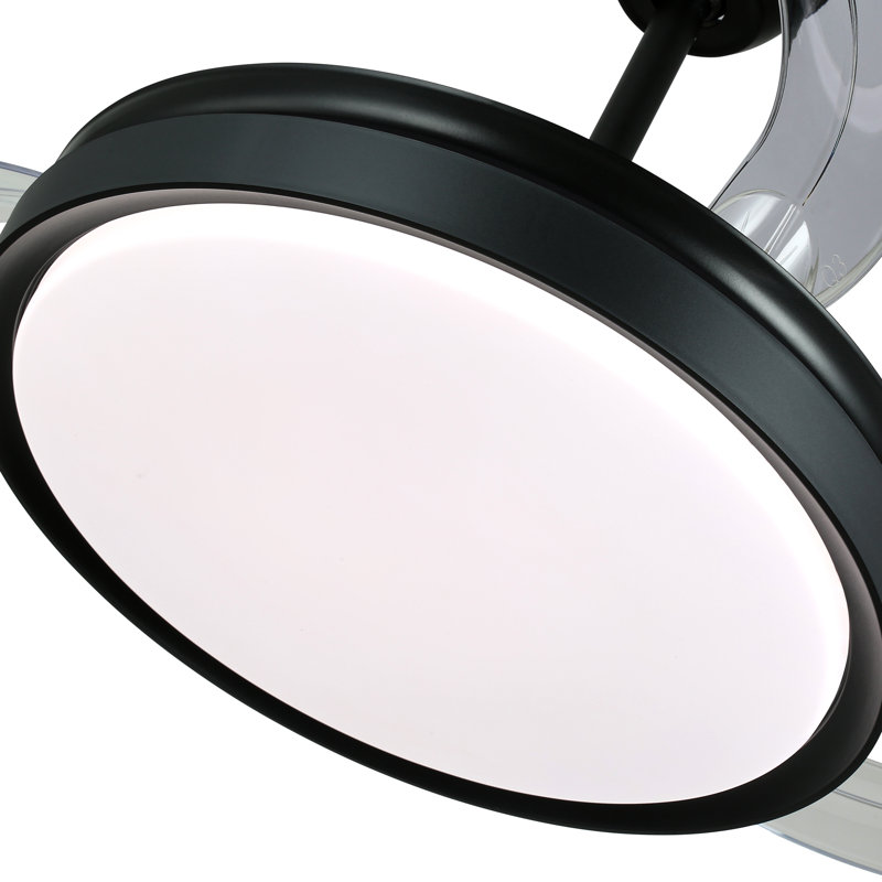 Ventilateur de plafond 42 po avec lumières, télécommande, moteur silencieux et réversible A Avadik BlackModern, Blanc neutre