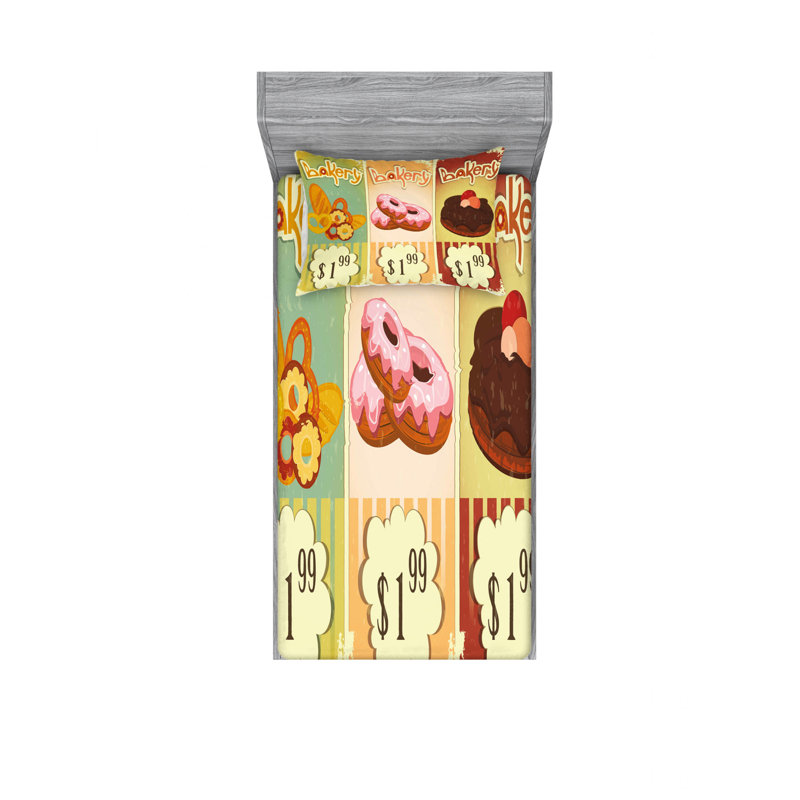 Ensemble de draps de cuisson délicieuse pastries, Ensemble de draps pour lit simple TG avec drap-hou