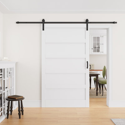 48" × 84" Wood Sliding Barn Door with PVC Surface, Ready to Use All Installation Hardware Kit Included