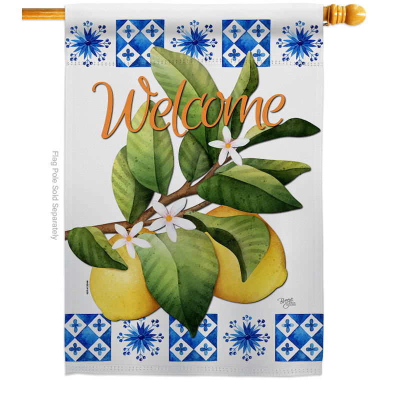 Drapeau de jardin en polyester à 2 côtés citrons, H 40 po x l 28 po
