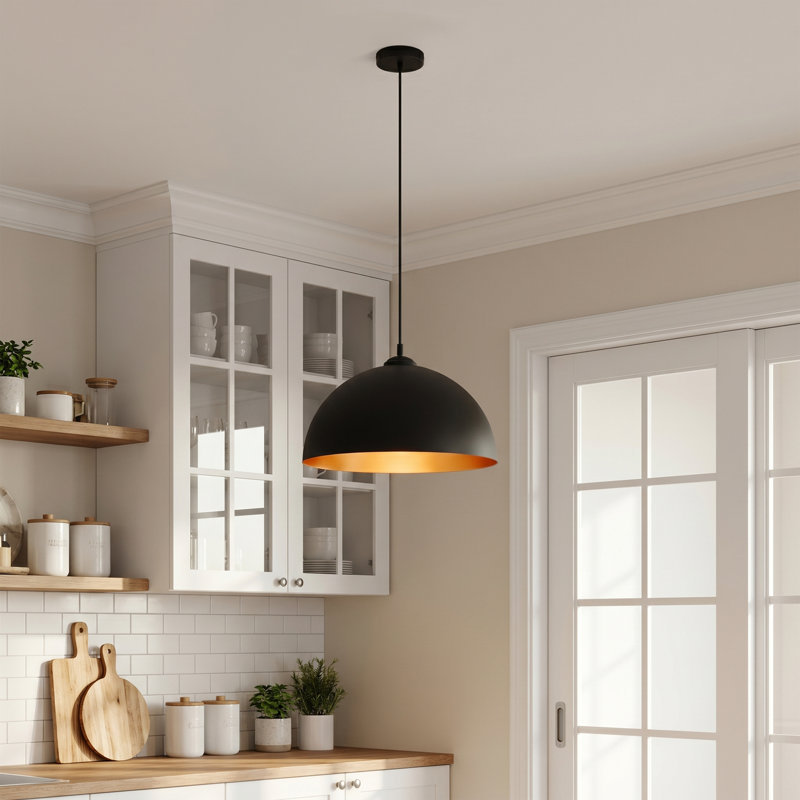 Modern Glossy Black Dome Chandelier