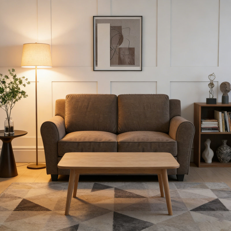 58.3" Wide Modern Velvet Upholstered Loveseat Sofa, Brown