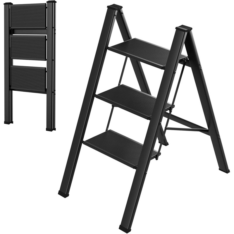Aluminum Step Ladder, Black