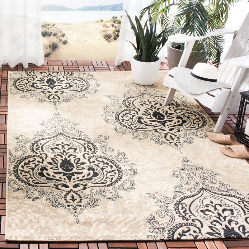 Tapis oriental d'intérieur / extérieur Davonia Performance, Rectangle 6 pi 7 po x 9 pi 6 po