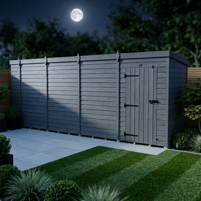 Total Sheds 17ft x 6ft Composite Pent Garden Shed - Single Door - No Windows - EPDM Rubber Roof - UK Manufactured