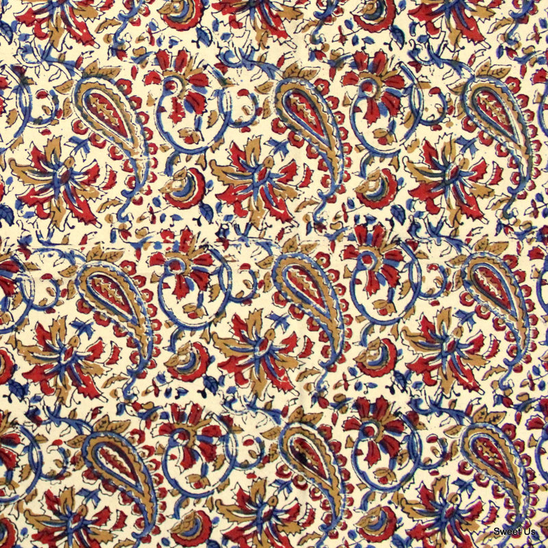Nappe en coton, L 104 po x l 88 po, Bleu / rouge