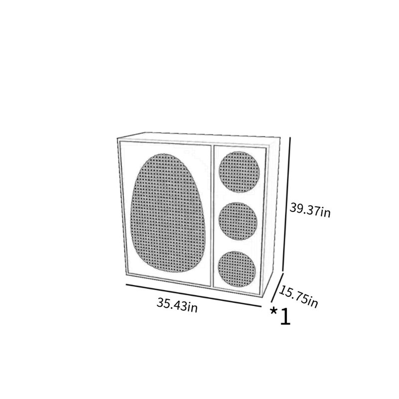 Rattan Large Capacity Accent Cabinet, Black