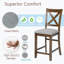 Chaise de salle à manger à hauteur de comptoir en bois massif de 4 po en noyer, conception ergonomique, siège confortable, chaises de chambre à coucher en forme de X pour un usage domestique
