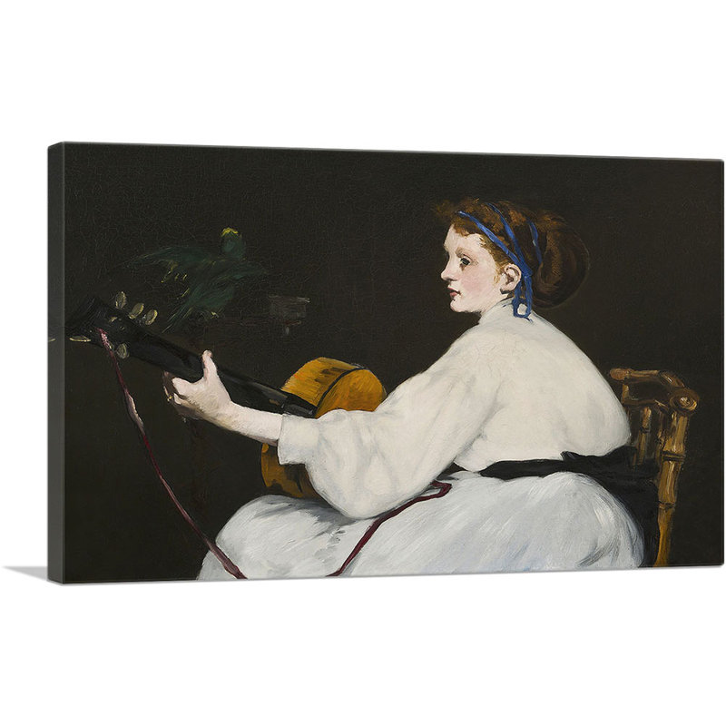 Reproduction d'art sur toile tendue, "Le joueur de guitare 1866" par Edward Manet, H 12 po x l 18 po x 1,5 po