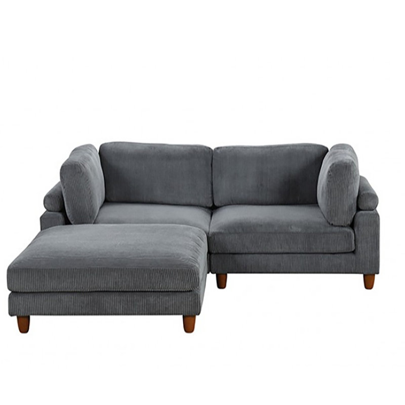 Cheston 3-seat Modular Sectional, Gray Corduroy