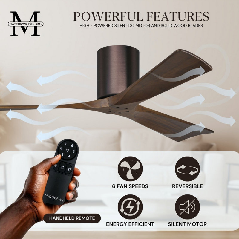 Irene Ceiling Fan, Brushed Bronze, Walnut Tone, 72"