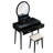 Elegant Vanity With Black Finish, Led Lighted Mirror, 4 Smooth - Gliding Drawers, And Matching Stool For Bedroom Sleek Contemporary-1337779619