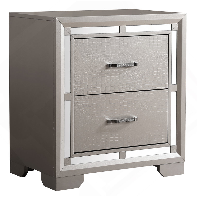 Elegant Silver Champagne Nightstand