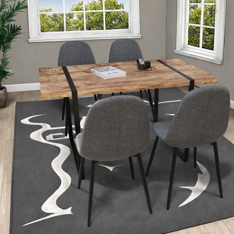 Ensemble de table de salle à manger moderne en bois MDF industriel avec 4 chaises pour la maison
