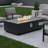 Rectangular Concrete Fire Pit Table, 50000 Output, Smokeless, Heat - Lightweight , Push Button Ignition, Weather Design
