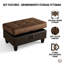 Repose-pieds de rangement rembourré avec structure en bois massif et coussin à double ressort-209626349
