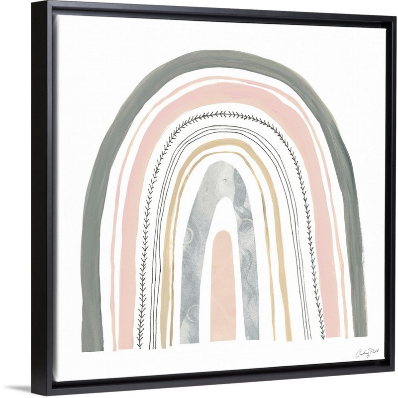 Reproduction d’art sur toile, "Boho Rainbow II" par Courtney Prahl, H 22 po x l 22 po x P 1,75 po, Cadre flottant noir