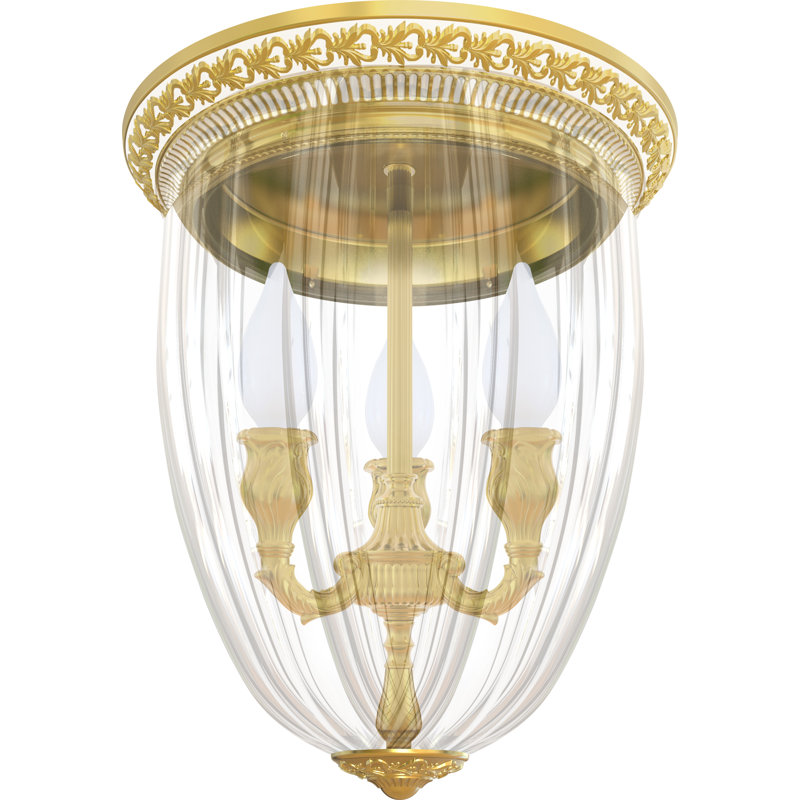 Flory Glass Flush Mount, White Patina Gold