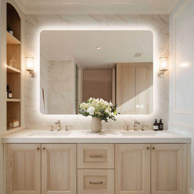 Miroir de salle de bain à DEL sans cadre à intensité variable et réglable