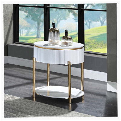 Table de bout en bois avec pieds en métal